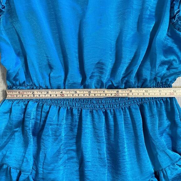 Steve Madden Prairie Dreams Satin Dress Size Medium Aruba Blue - Picture 7 of 12